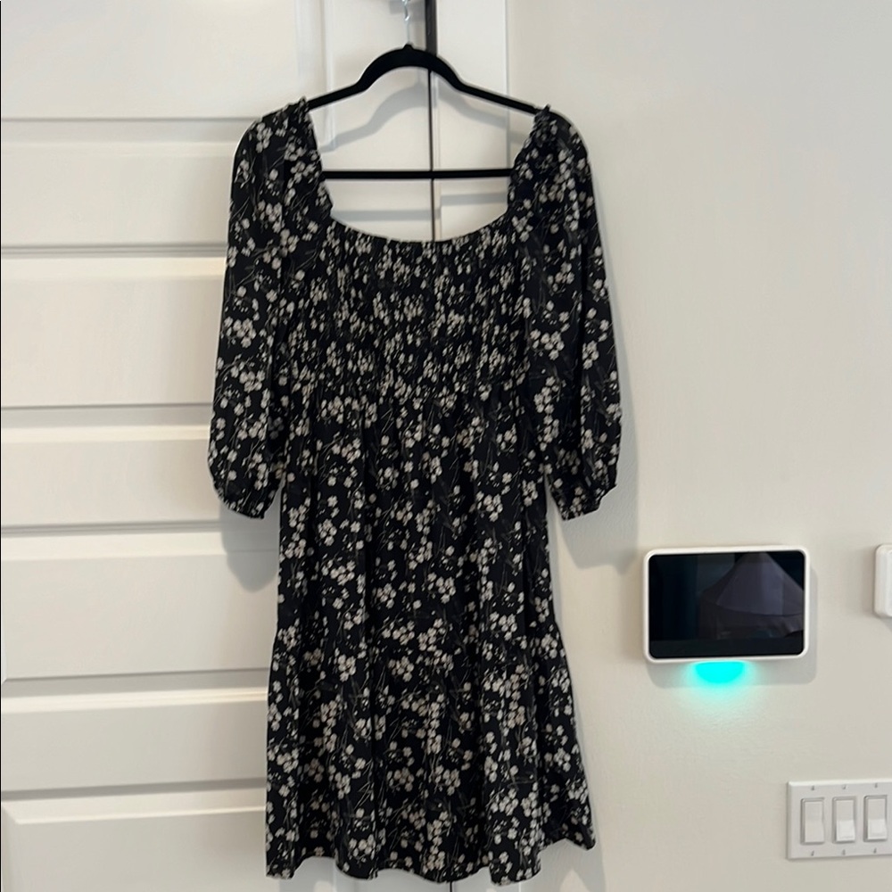 Floral Black and White Dress
